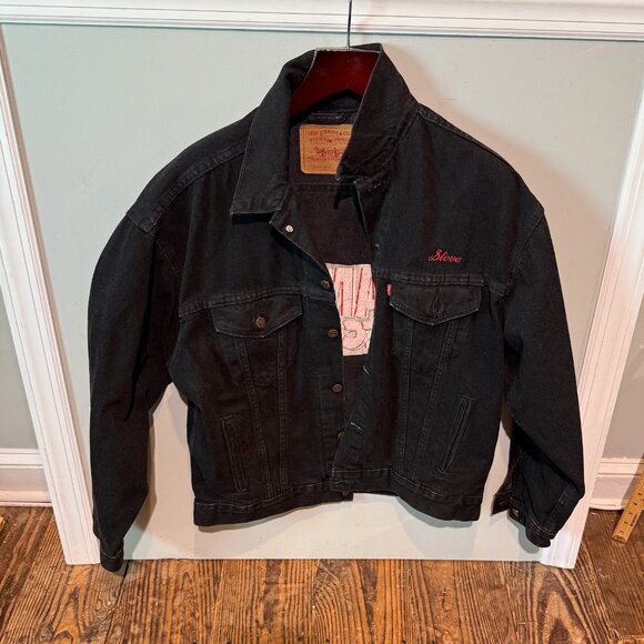Levi's Black Denim Trucker Jean Jacket Size L Vintage 80s Made in USA 70507 415 - Picture 1 of 11